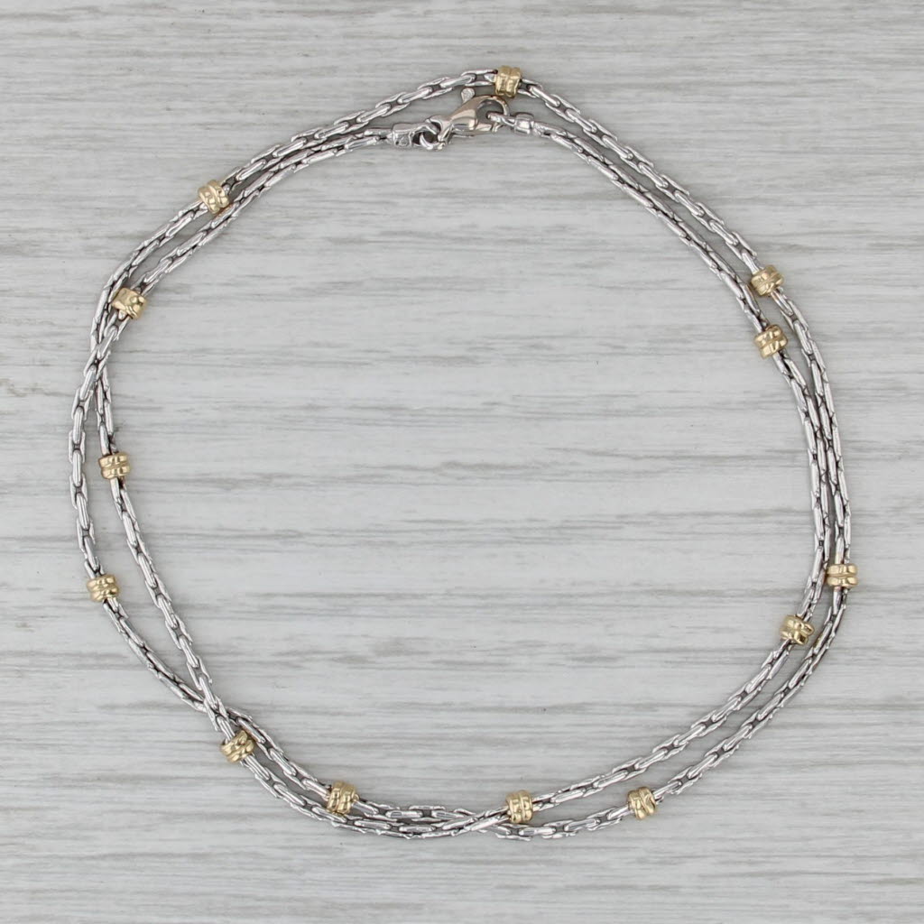 2-Toned Cable Chain Necklace 14k White & Yellow Gold 18 1/2" 3mm