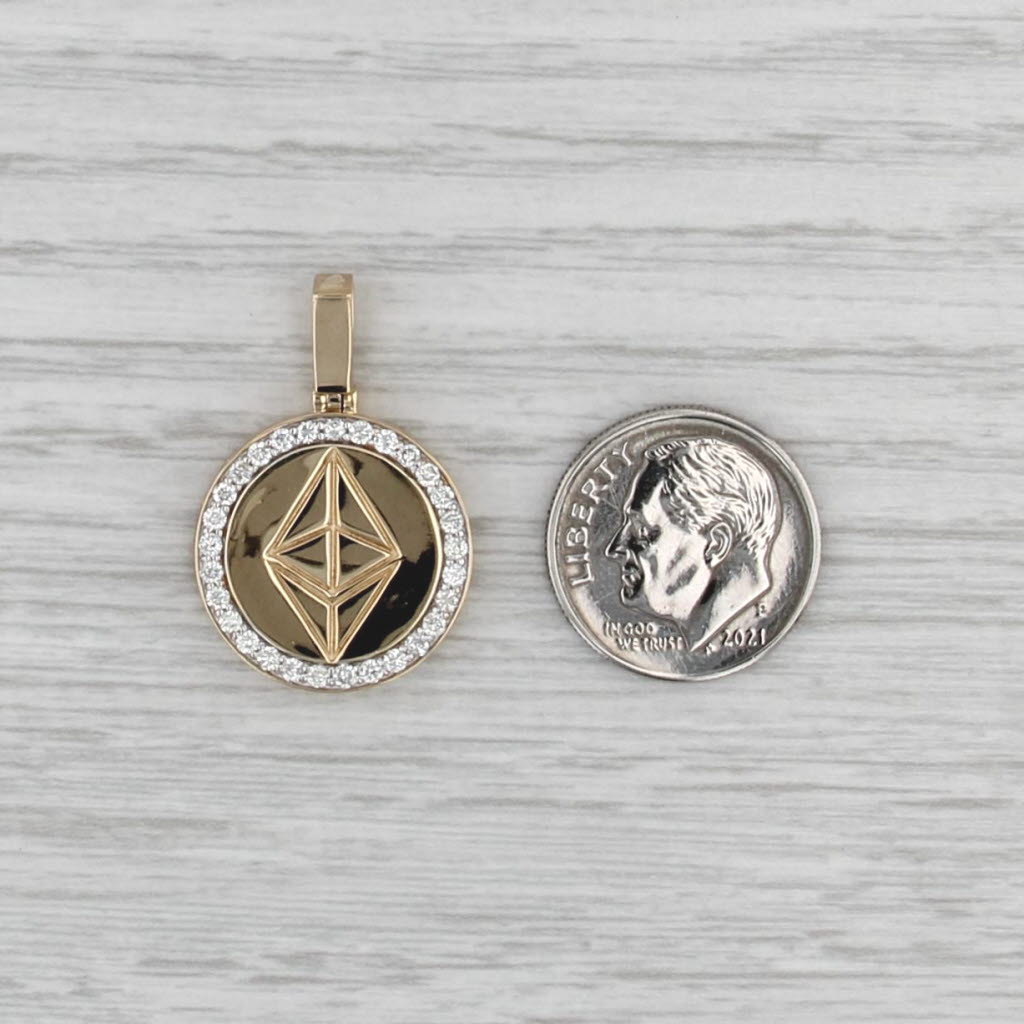 Johnny Dang Ethereum Diamond Halo Pendant 10k Yellow Gold 0.36ctw Flower Back