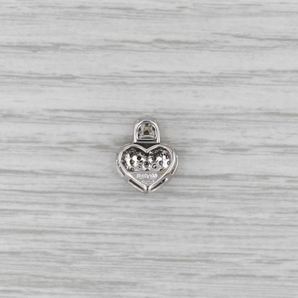 0.35ctw Diamond Puffy Heart Pendant 18k White Gold Small Drop