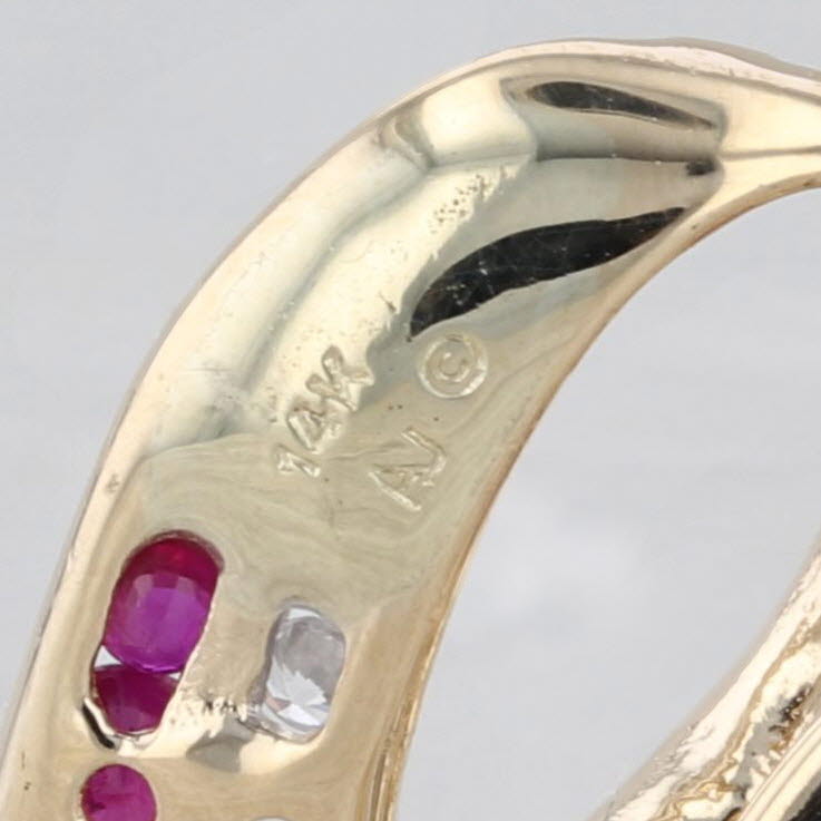 1ctw Red Ruby White Sapphire Open Heart Pendant 14k Yellow Gold