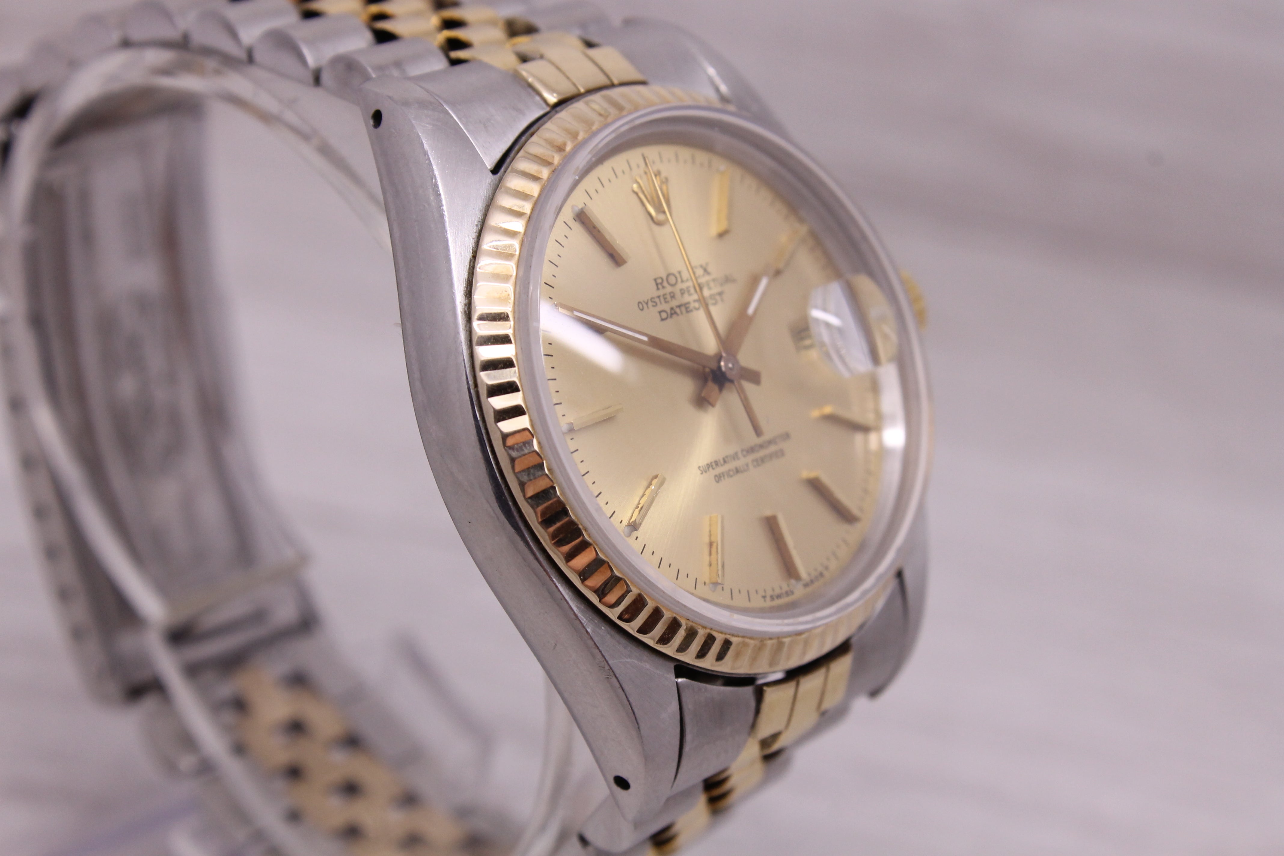 Rosy Brown Vintage 1987 Rolex Datejust 16013 Two Tone Mens 36mm Automatic Watch w/Jubilee