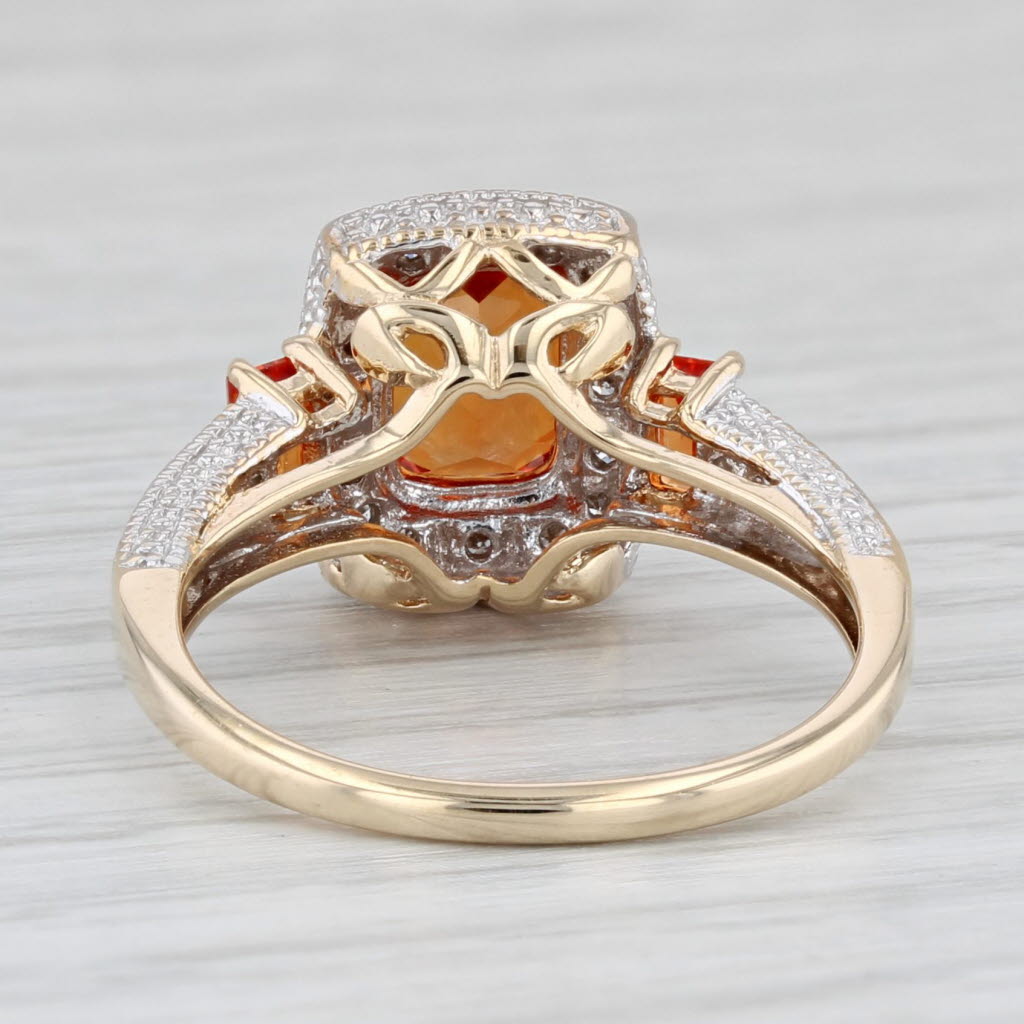 Light Gray 2.36ctw Lab Created Orange Sapphire Diamond Halo Ring 10k Yellow White Gold Sz 7