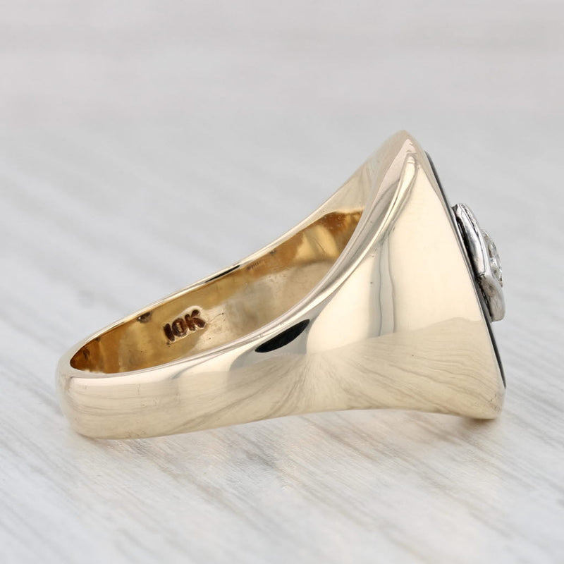 Light Gray Onyx Diamond Ring 10k Yellow Gold Size 11 Signet