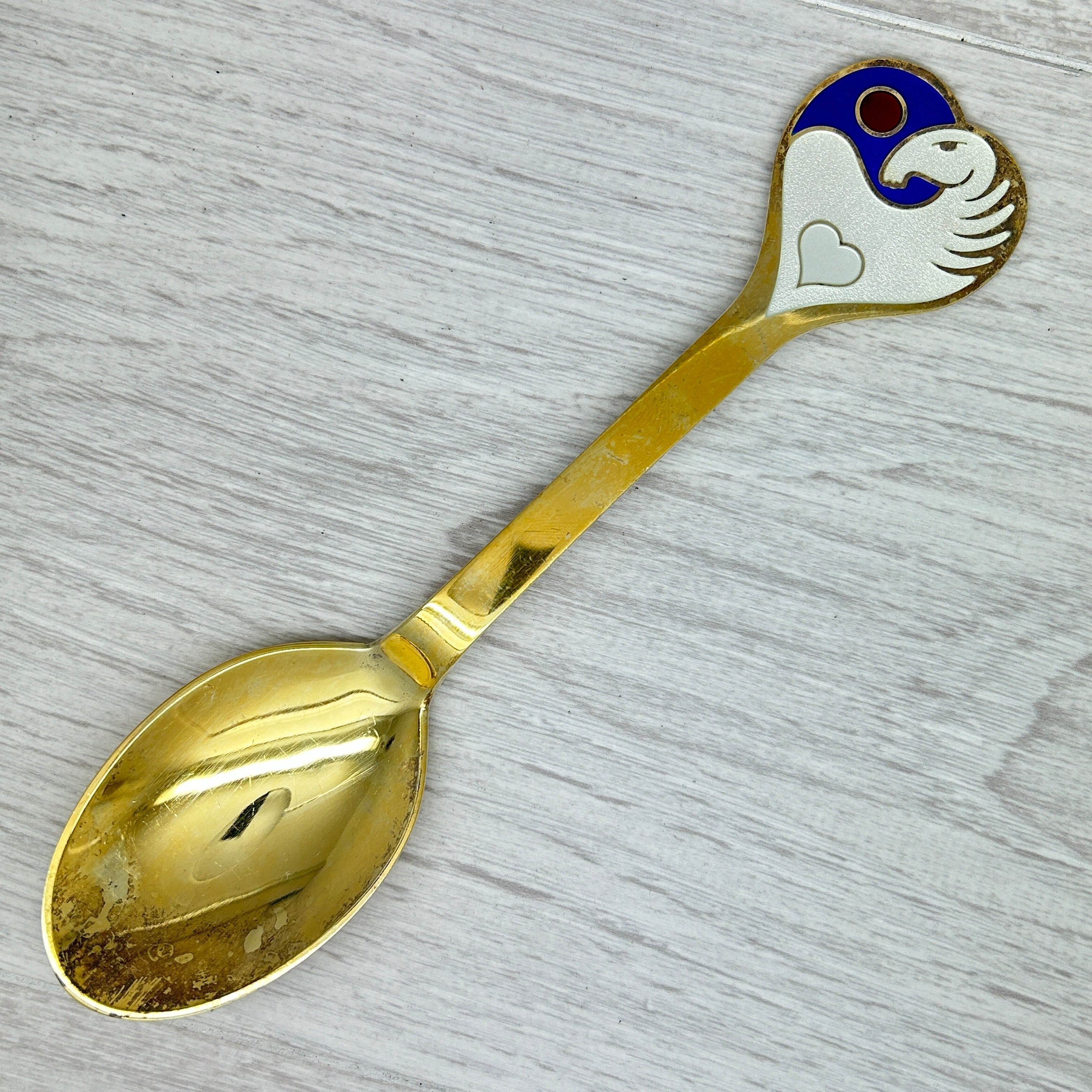 Gray Vintage 1978 Anton Michelsen Sterling Silver Enamel Christmas Spoon Denmark