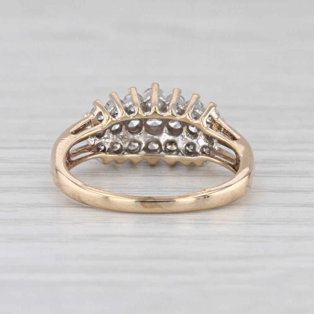 0.70ctw Diamond Cluster Rooftop Ring 14k Yellow Gold Size 6.75
