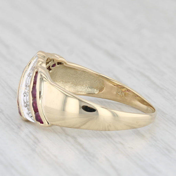 0.56ctw Ruby Diamond Scalloped Ring 14k Yellow Gold Size 8.25