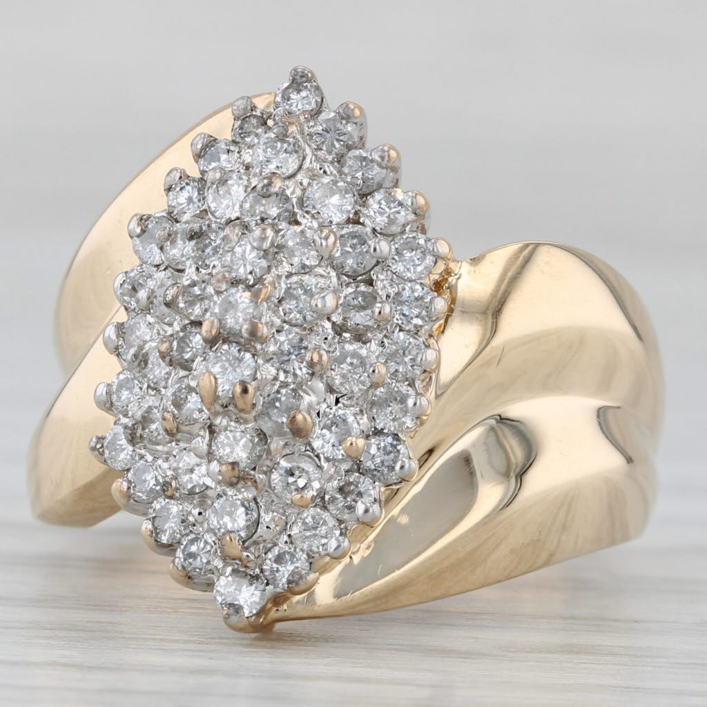 Gray 0.55ctw Diamond Cluster Ring 14k Yellow Gold Size 7.25 Cocktail