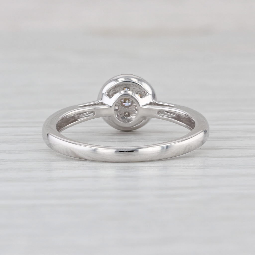 0.22ctw Diamond Cluster Halo Engagement Ring 10k White Gold Size 7