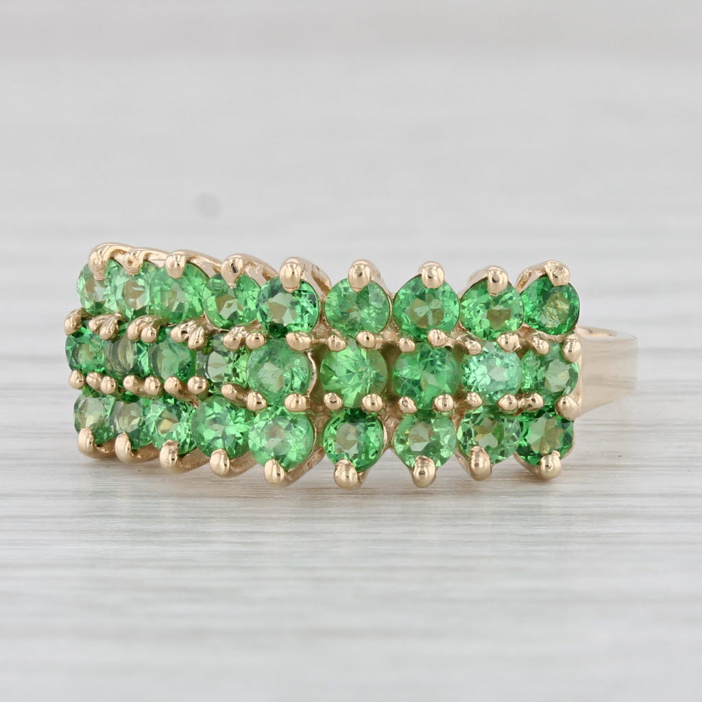 Light Gray 2ctw Tsavorite Garnet Tiered Ring 10k Yellow Gold Size 9.25