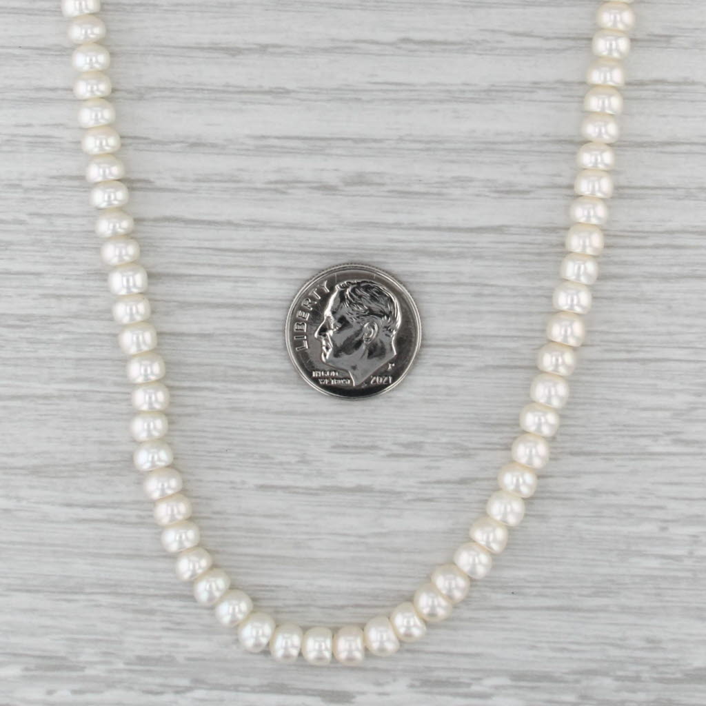 Single Strand Cultured Pearl Bead Necklace 14k Gold Bead Clasp 18.5" 5.2-5.3mm