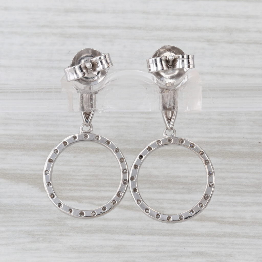 0.18ctw Diamond Circle Dangles Earrings 14k White Gold