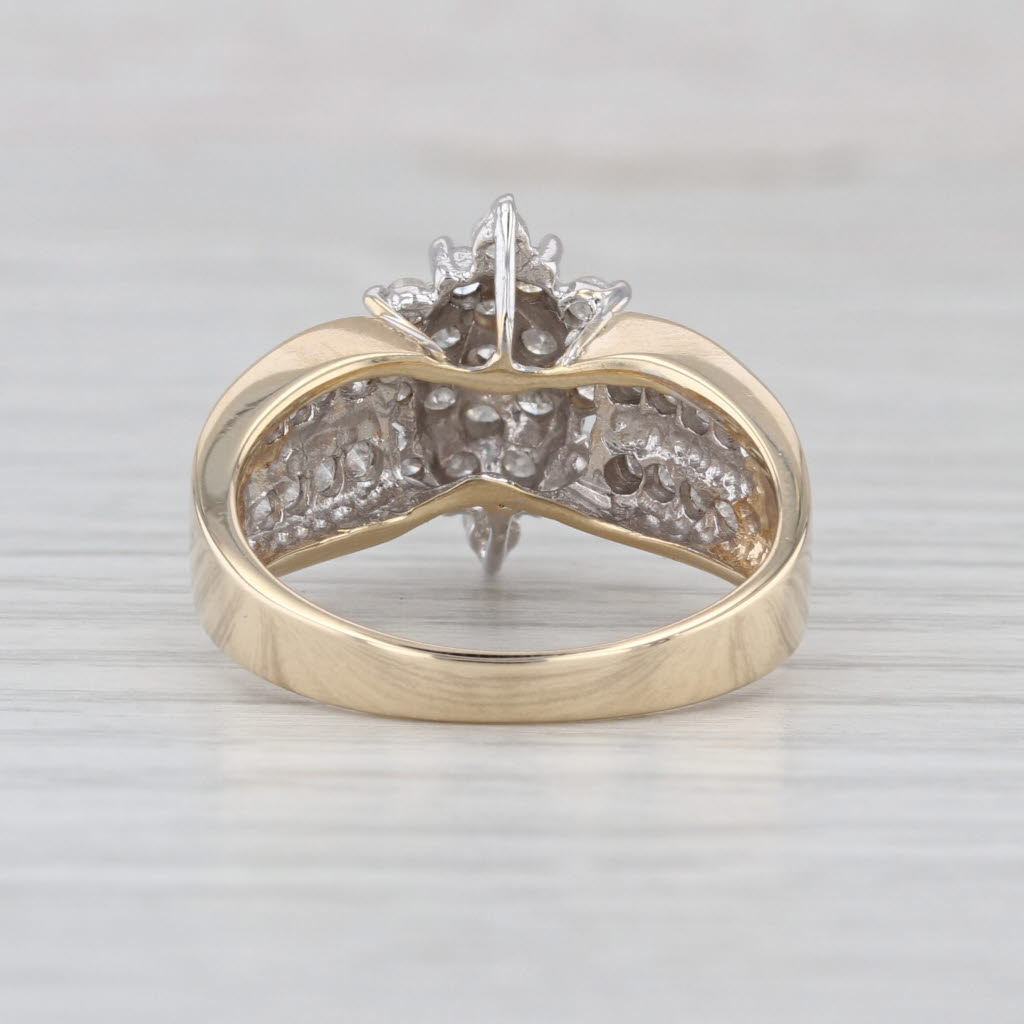 0.72ctw Diamond Cluster Ring 10k Yellow Gold Size 9 Engagement
