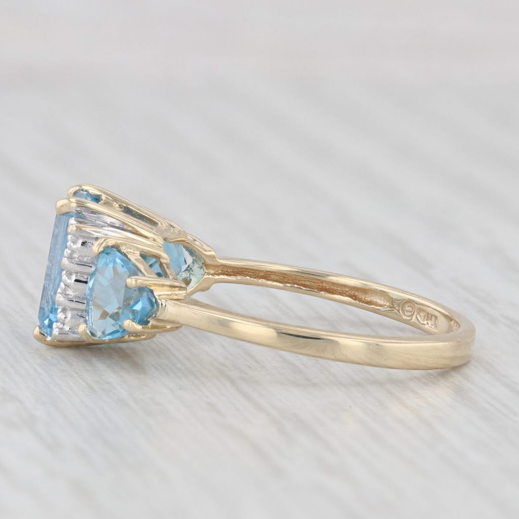 Light Gray 3.22ctw Blue Topaz Diamond Ring 10k Yellow Gold Size 7