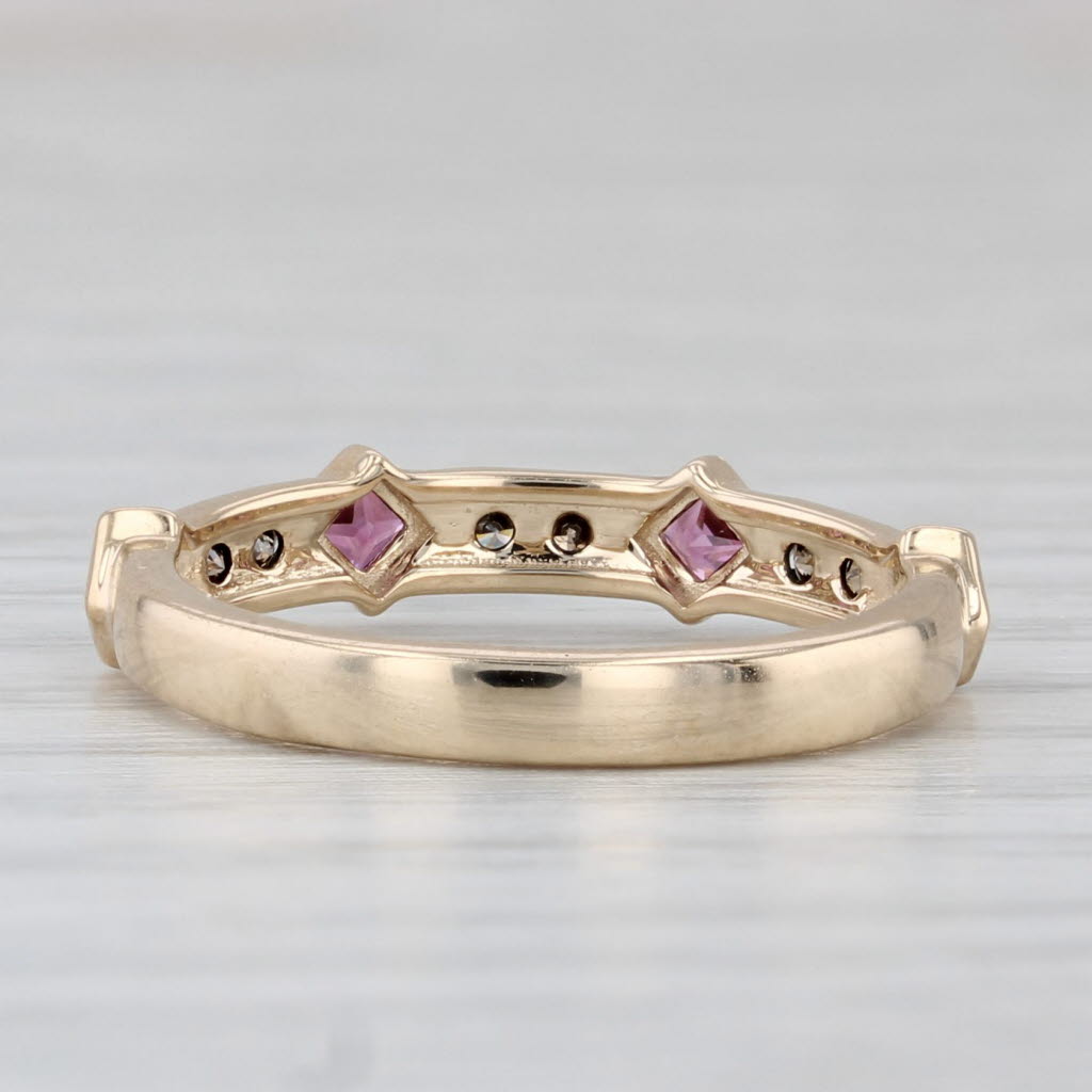 Gray Rhodolite Garnet Diamond Ring 10k Yellow Gold Size 5 Stackable Wedding Band