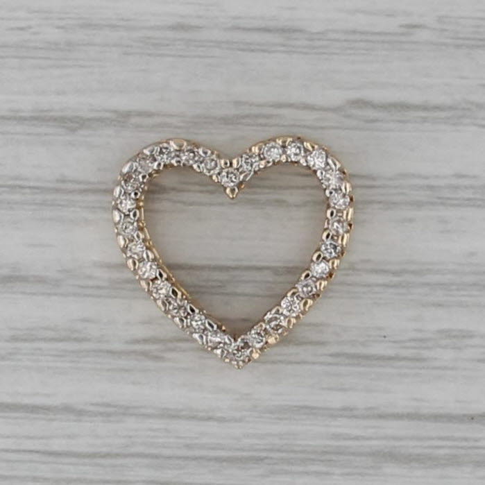 0.40ctw Diamond Open Heart Floating Pendant 14k Yellow Gold