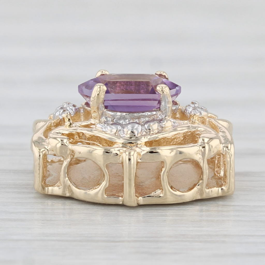 Light Gray Amethyst Slide Bracelet Charm 14k Yellow Gold Diamond Accents