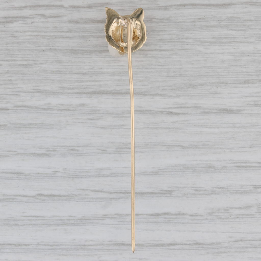 Gray Vintage Wolf Stickpin Ruby Eyes 14k Yellow Gold