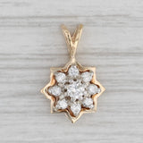 0.18ctw Diamond Cluster Pendant 14k Yellow Gold Star Flower Small Drop