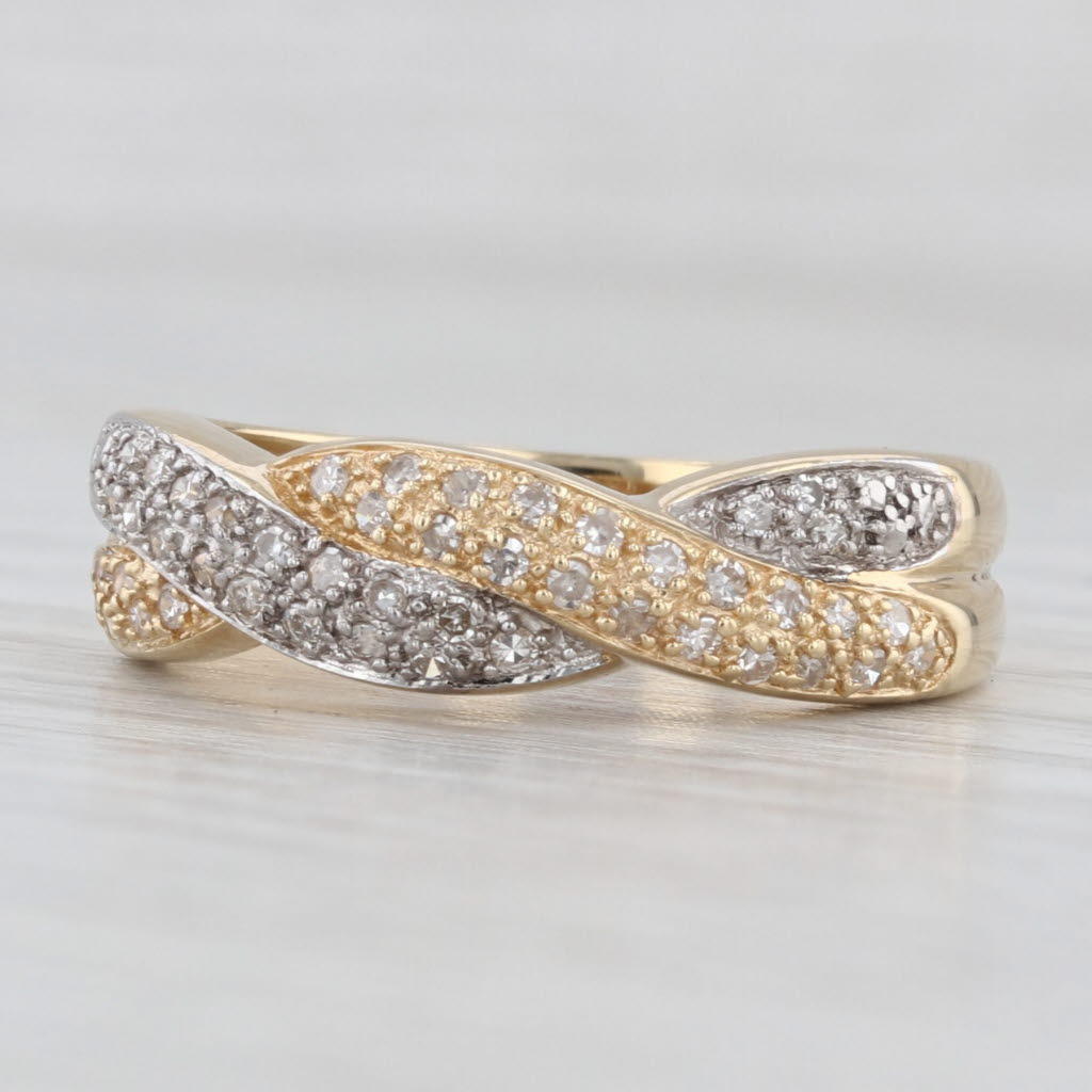 Light Gray 0.25ctw Woven Diamond Ring 14k Gold Size 8 Stackable Band
