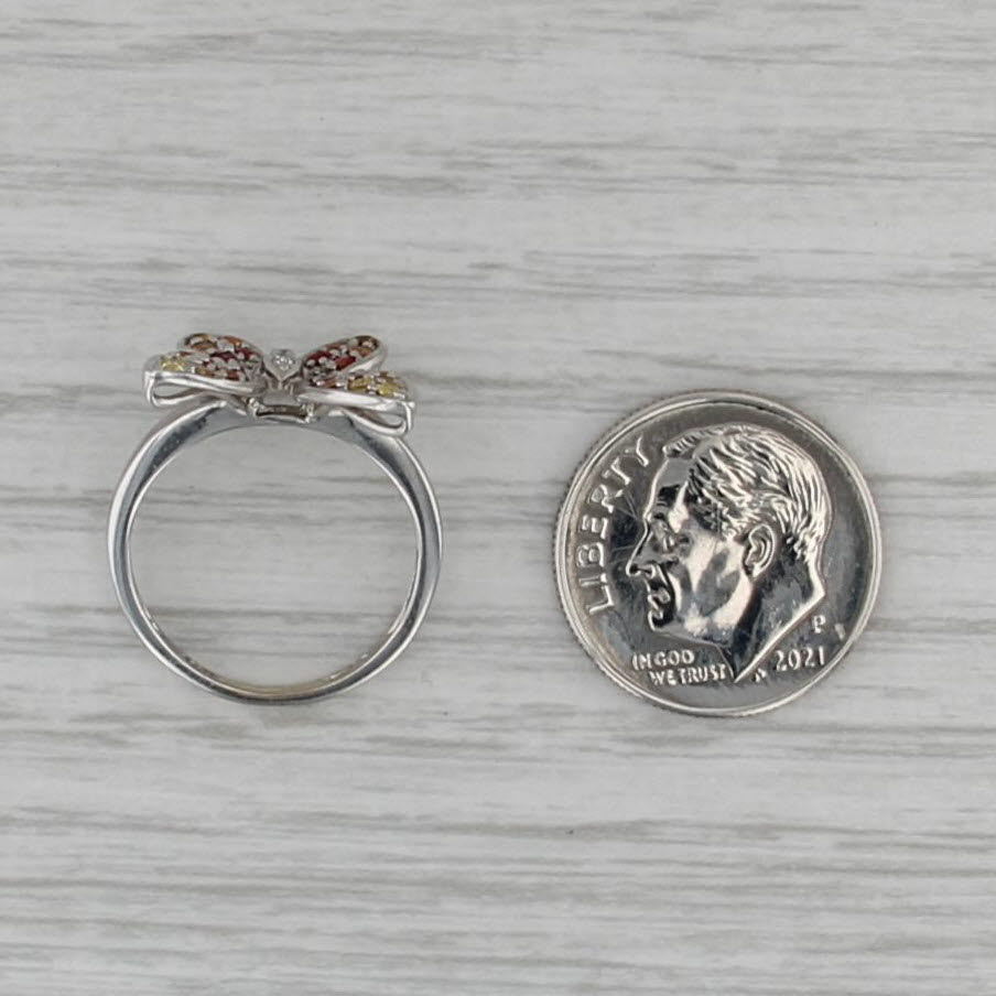 0.54ctw Sapphire Butterfly Ring 18k White Gold Size 4.25 Diamond Accents
