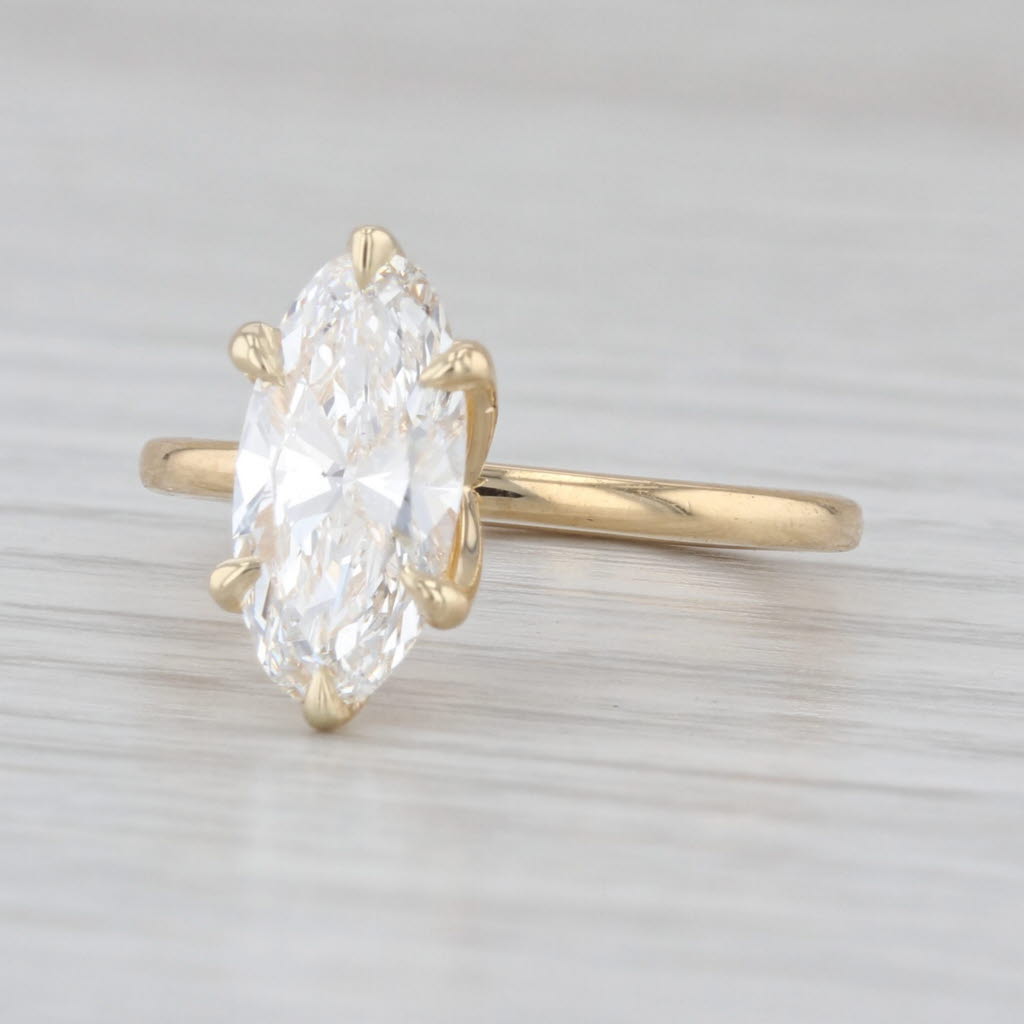 IGI 1.80ct Lab Grown Diamond Solitaire Ring 18k Yellow Gold Elongated Oval