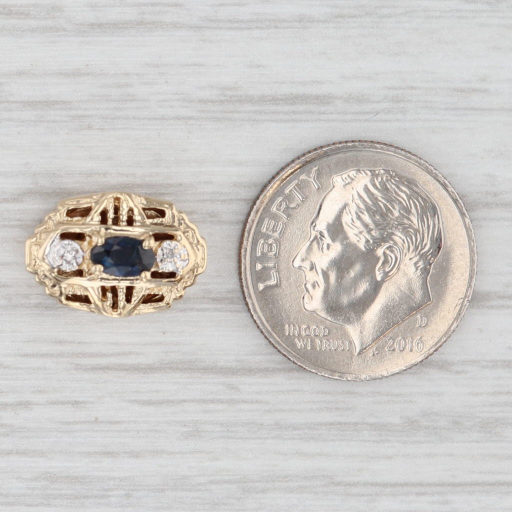 Light Gray 0.25ct Blue Sapphire Diamond Slide Bracelet Charm 14k Yellow Gold Richard Klein