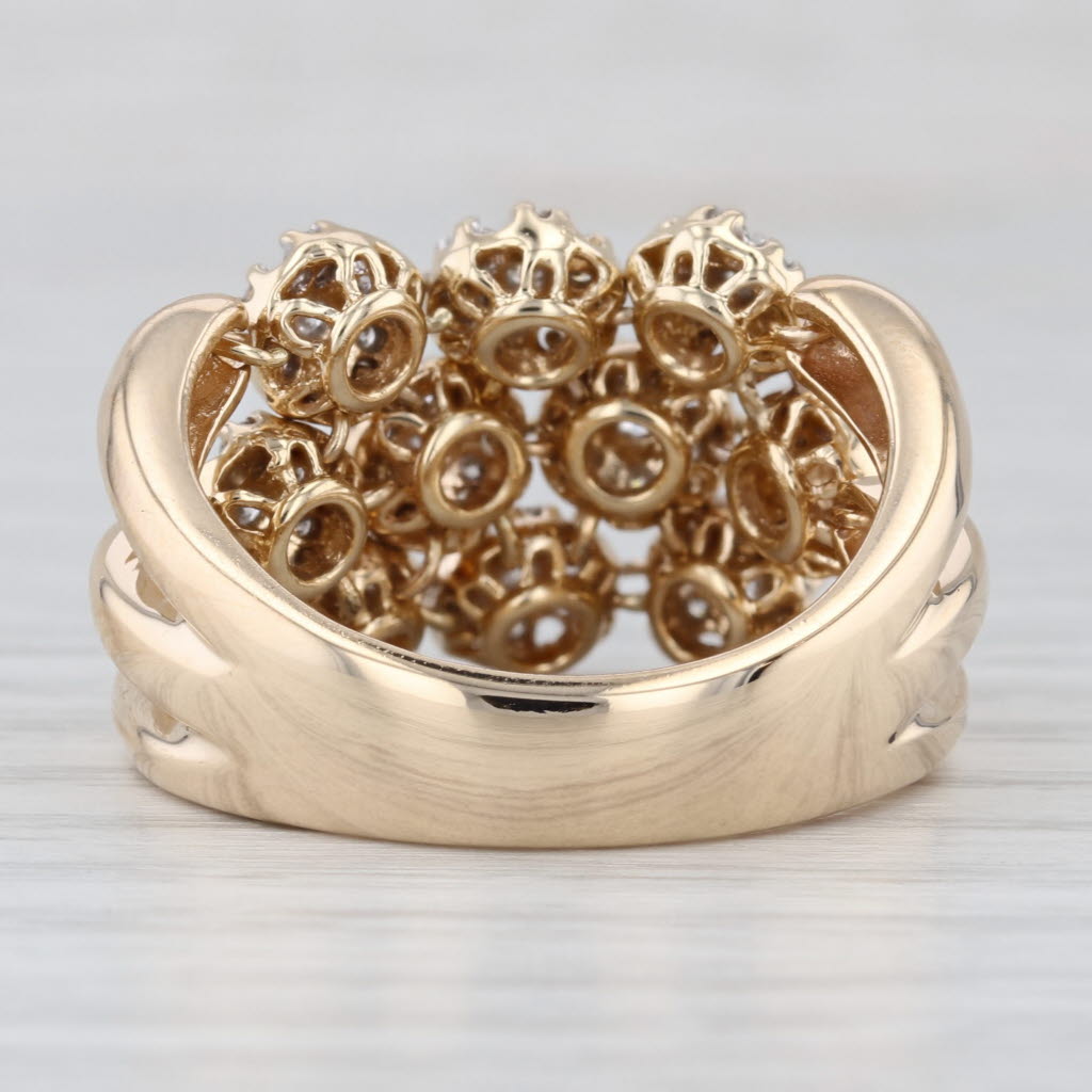 Sonia B 0.40ctw Diamond Cluster Ring14k Yellow Gold Size 10 Cocktail Moves