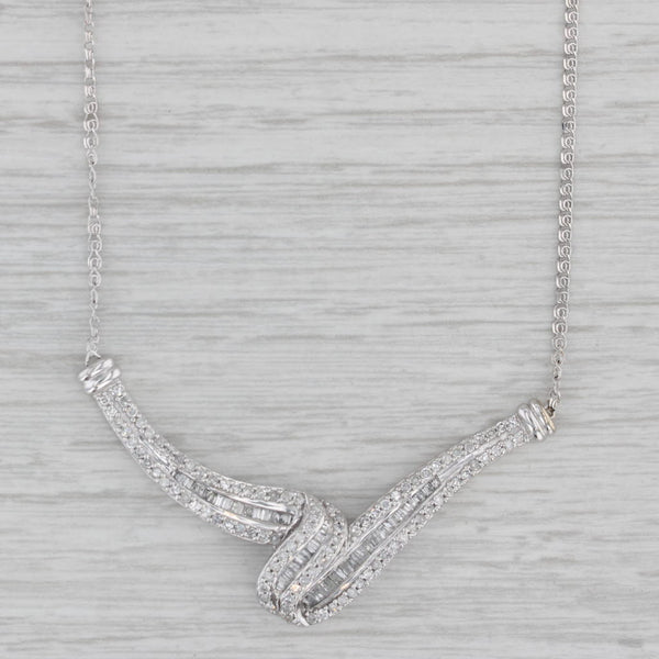 0.86ctw Diamond V Necklace 10k White Gold 18.5" Curb Chain