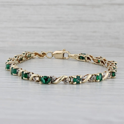 Gray 2.38ctw Emerald Diamond Tennis Bracelet 10k Yellow Gold 7" 3.6mm