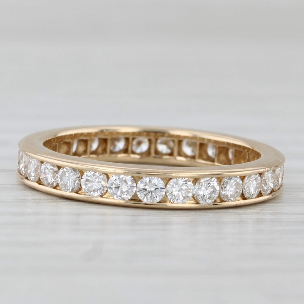 Light Gray 0.95ctw Diamond Eternity Band 18k Yellow Gold Stackable Anniversary Wedding Ring