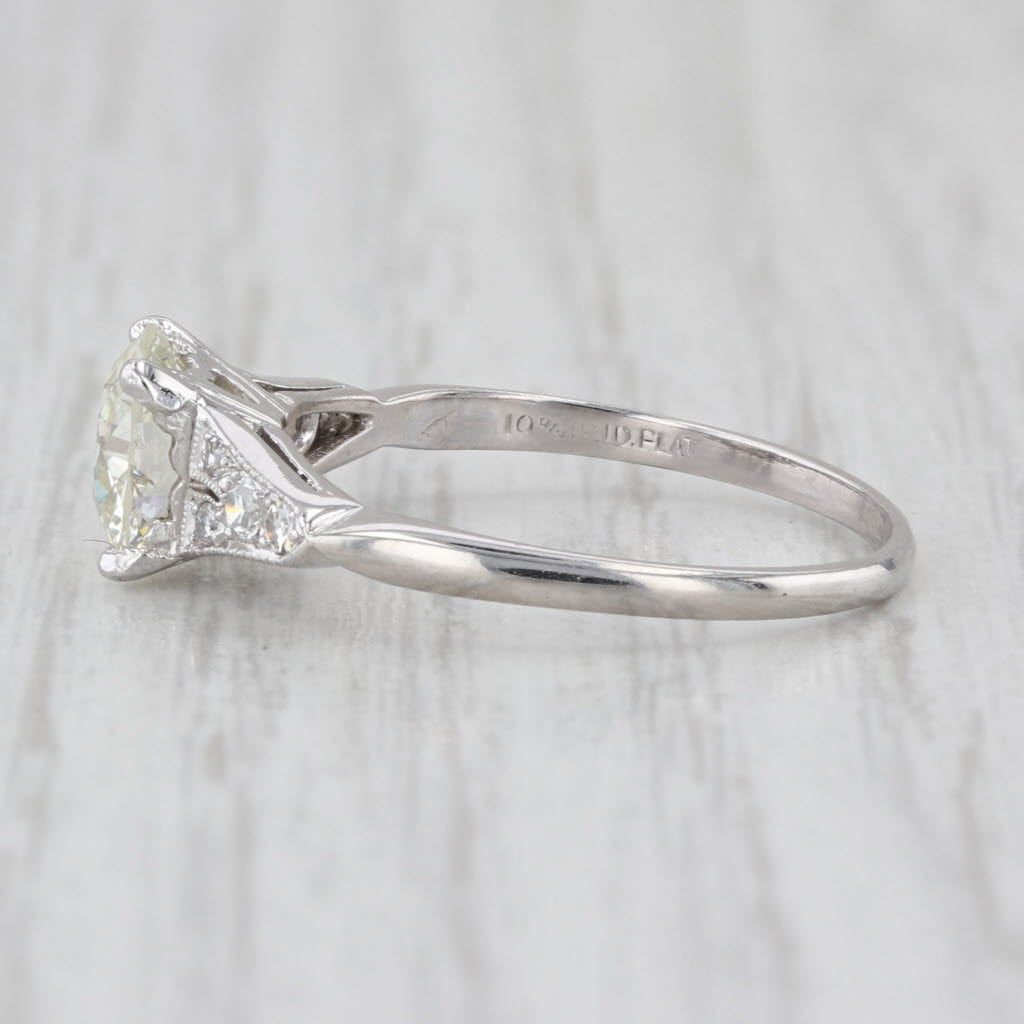 Art Deco GIA VVS1 1.36ctw Old European Diamond Engagement Ring Platinum Size 7.5