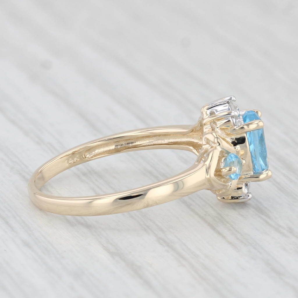 Light Gray 1.02ctw Oval Blue Topaz Diamond Ring 14k Yellow Gold Size 7