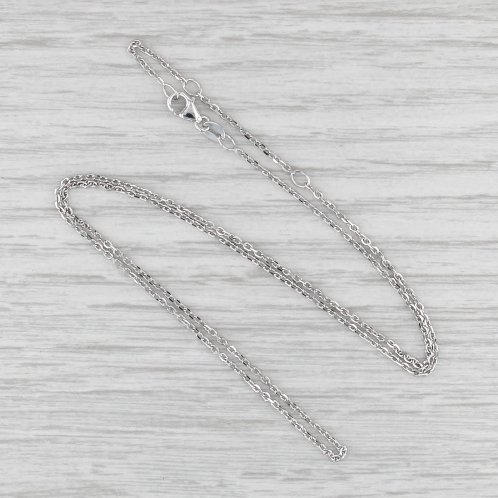 New 18" 1.3mm Cable Chain Necklace 14k White Gold