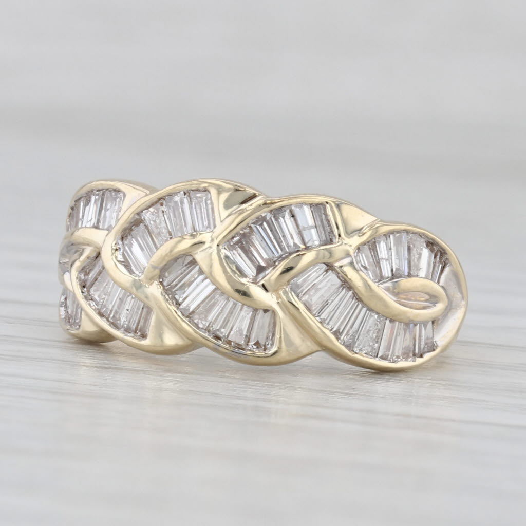 1ctw Diamond Woven Knot Work Ring 14k Yellow Gold Size 7.25
