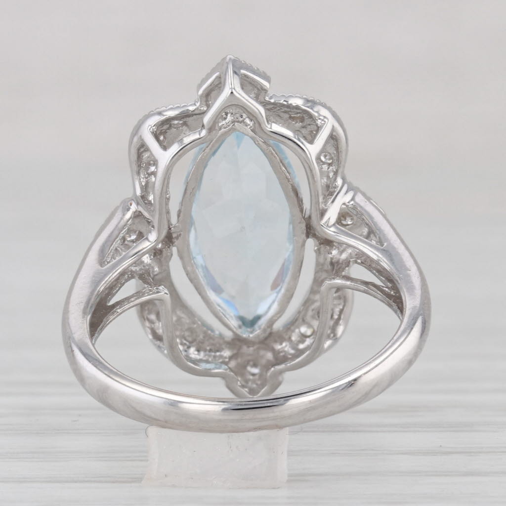 2.20ctw Aquamarine Diamond Halo Ring 14k White Gold Cocktail Size 6.25