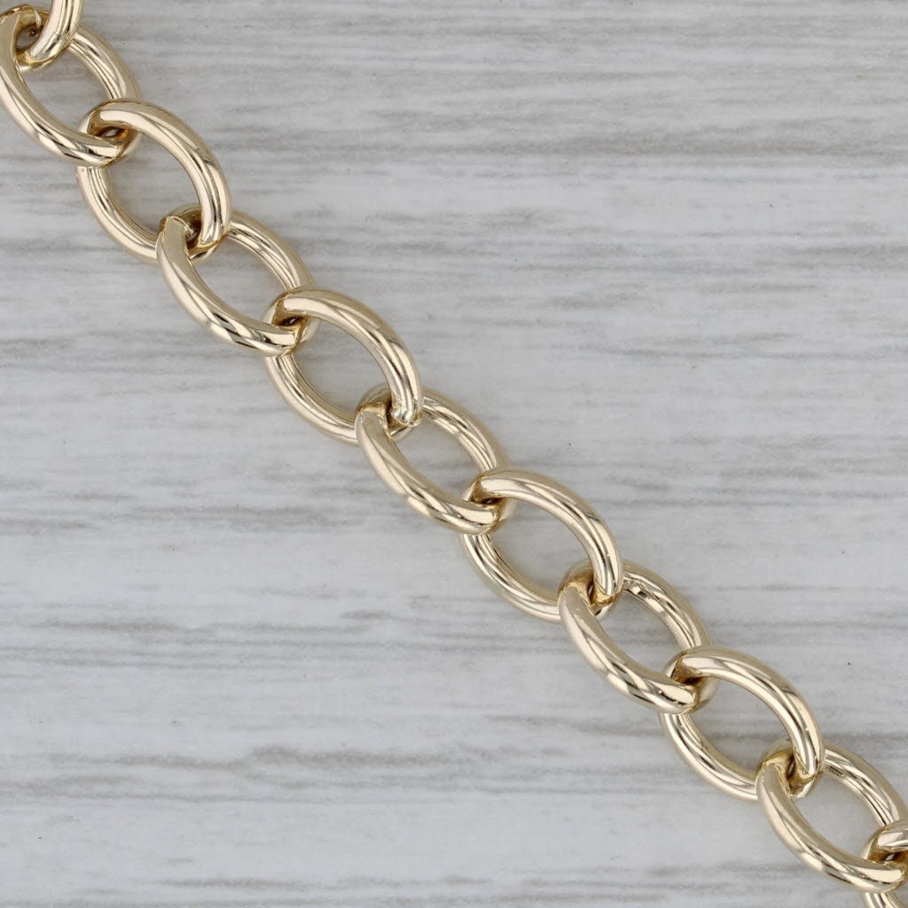 Gray Cable Chain Bracelet 14k Yellow Gold Starter Charm 7.5" 6mm