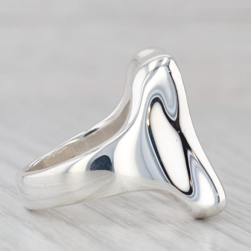 Light Gray Concave Contoured Statement Ring Sterling Silver Size 9