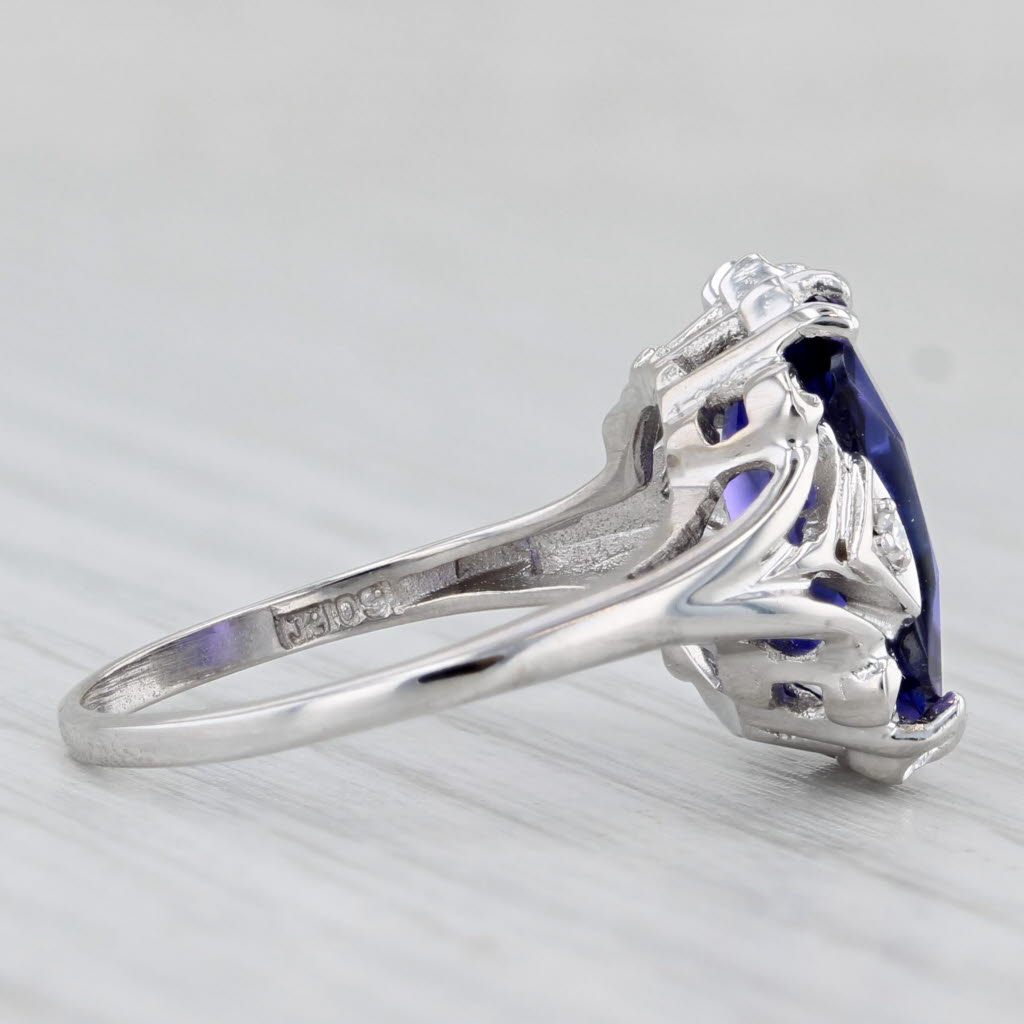 Light Gray Lab Created Purple Blue Sapphire Diamond Ring 10k White Gold Size 6