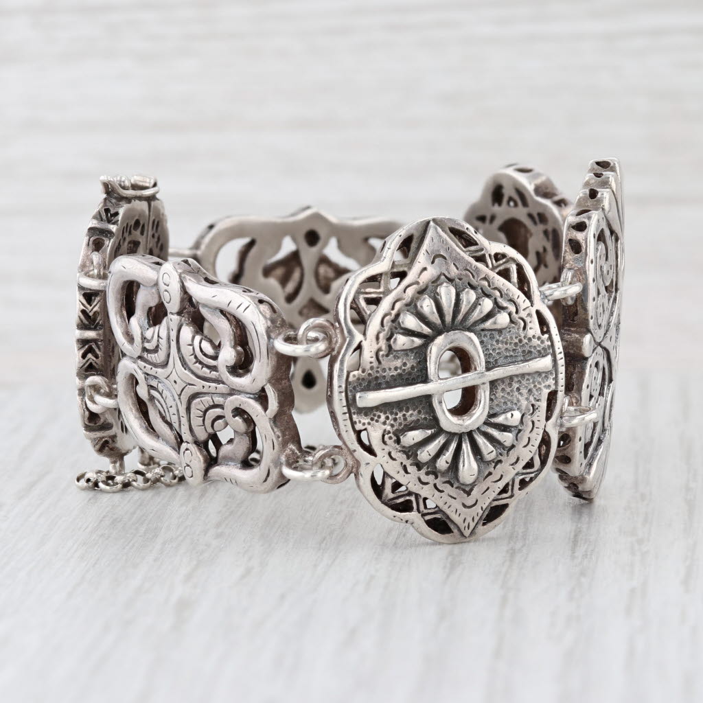 Silpada Storybook Ornate Panel Statement Bracelet Sterling Silver 7.5"