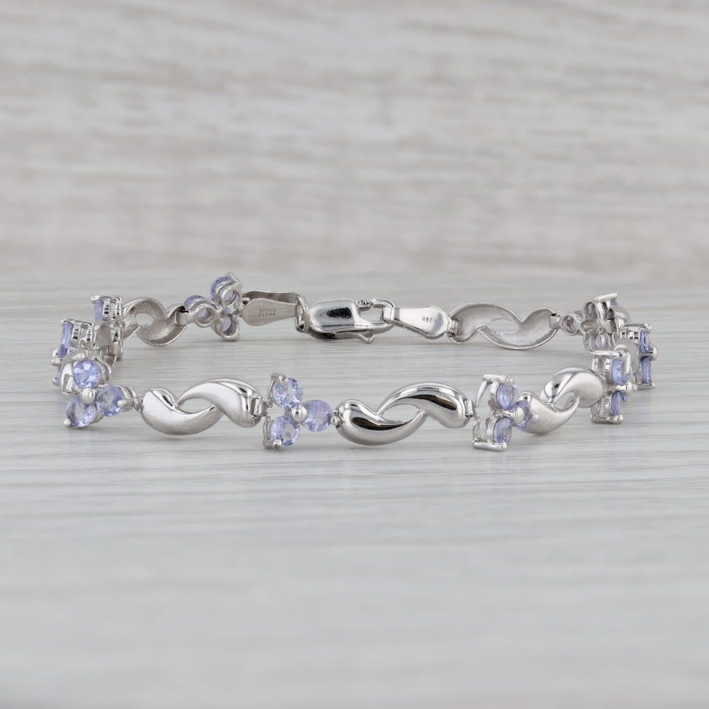 Gray 2ctw Tanzanite Cluster Bracelet 14k White Gold 7”