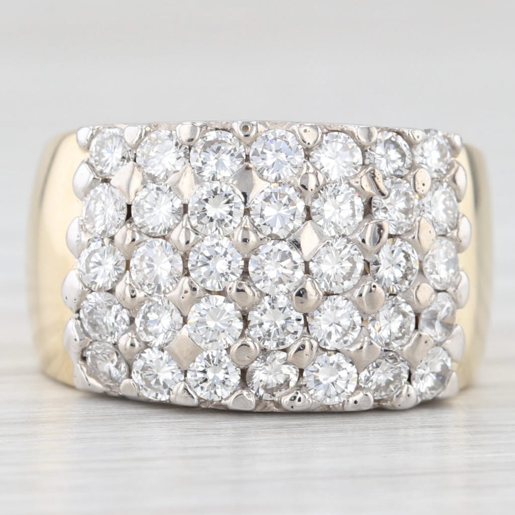 Light Gray 1.50ctw Pave Diamond Cocktail Ring 18k White Yellow Gold Size 5