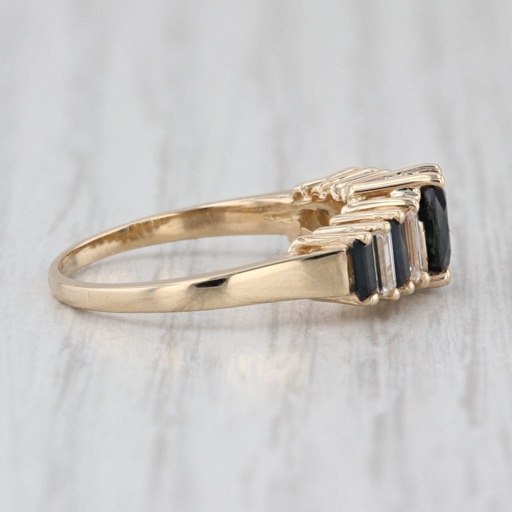 1.97ctw Oval Blue Sapphire Diamond Ring 14k Yellow Gold Size 7.25