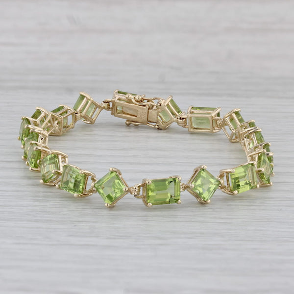 18.5ctw Green Peridot Tennis Bracelet 10k Yellow Gold 7"