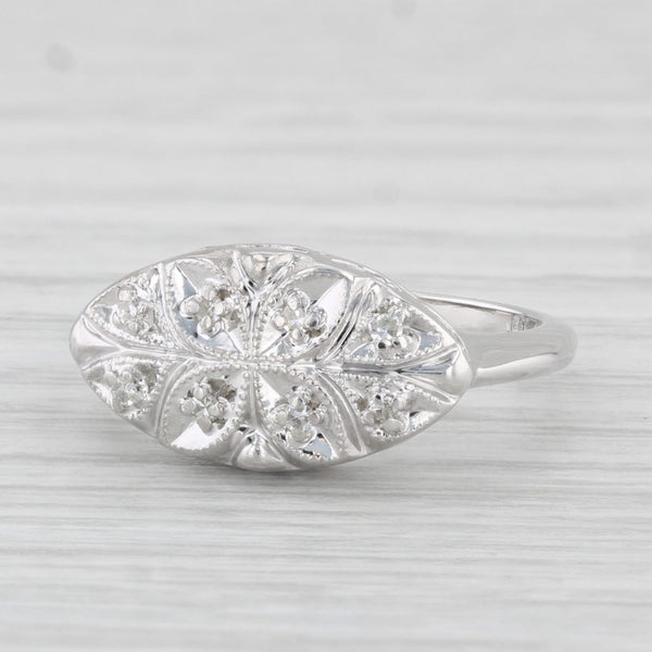 Vintage Diamond Princess Ring 14k White Gold Size 6.25