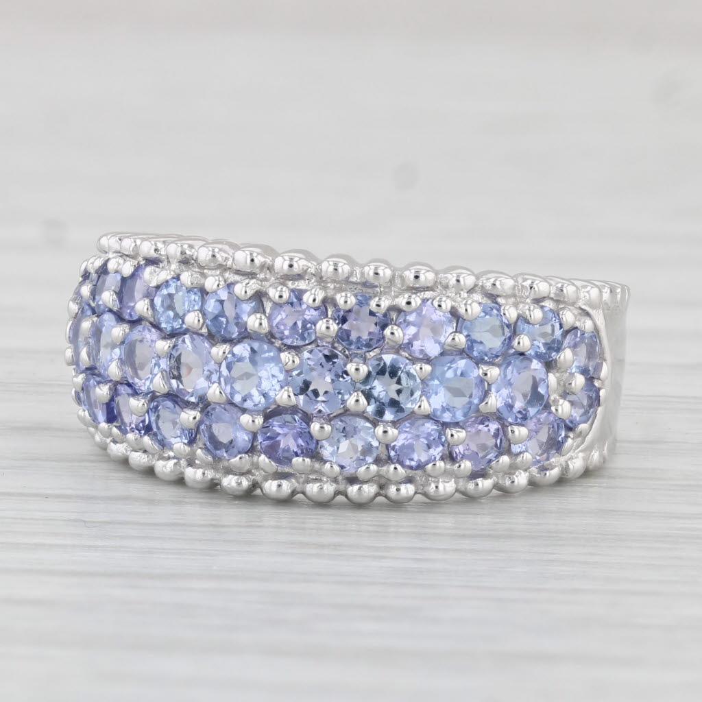 Light Gray 1.64ctw Pave Tanzanite Diamond Ring 10k White Gold Size 7