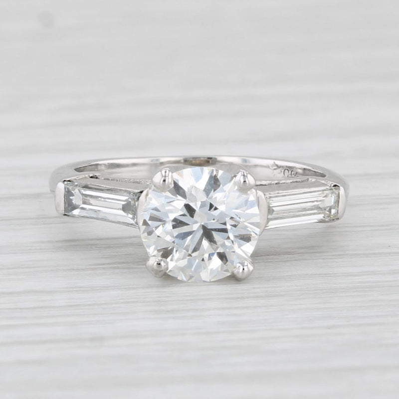 Vintage 2.15ctw Round Diamond Engagement Ring Platinum Size 6 GIA