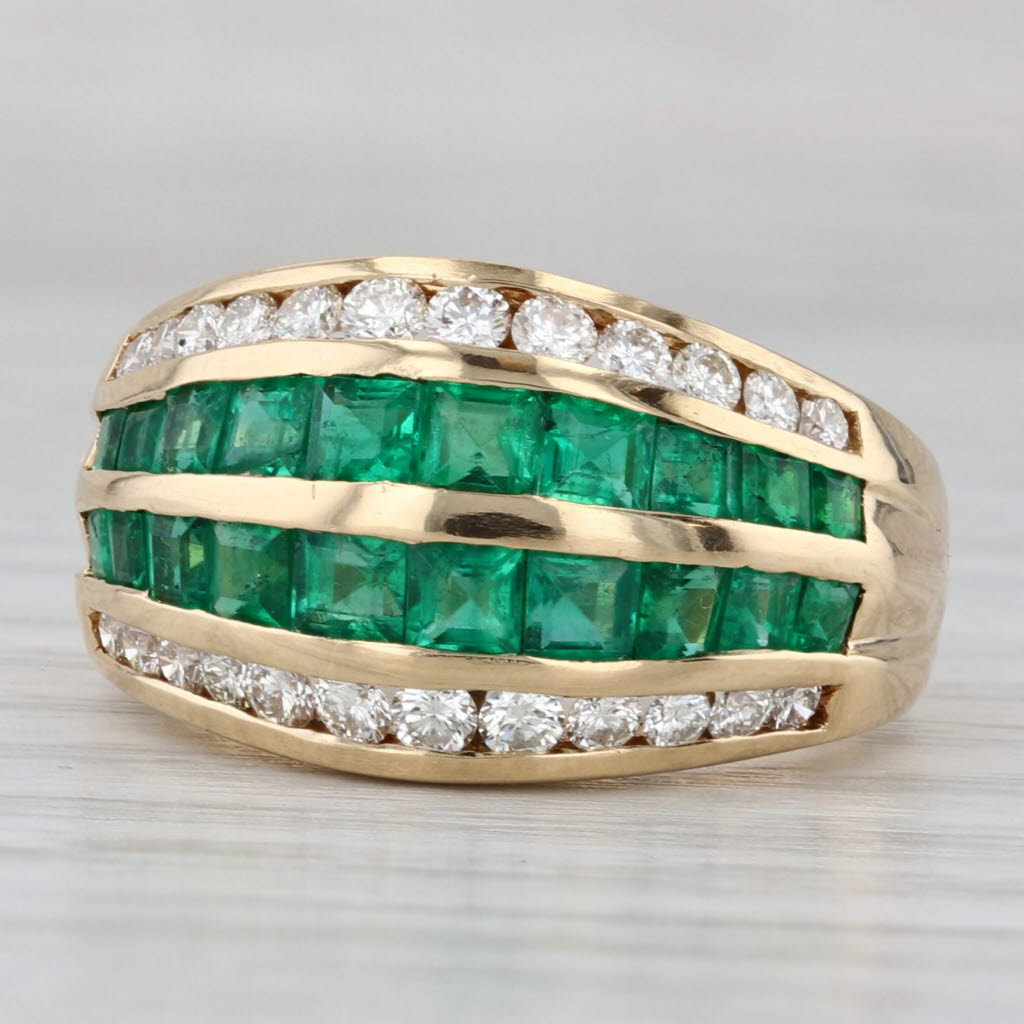 2.44ctw Emerald Diamond Ring 18k Yellow Gold Size 6.5
