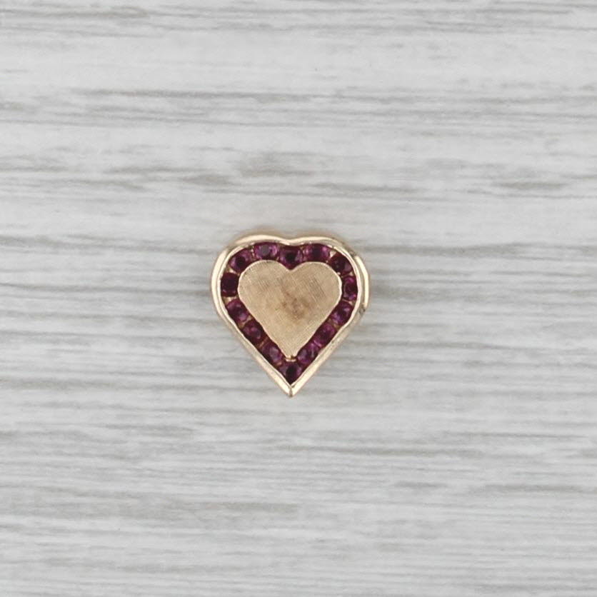 Vintage Ruby Spinel Heart Slide Bracelet Charm 14k Yellow Gold