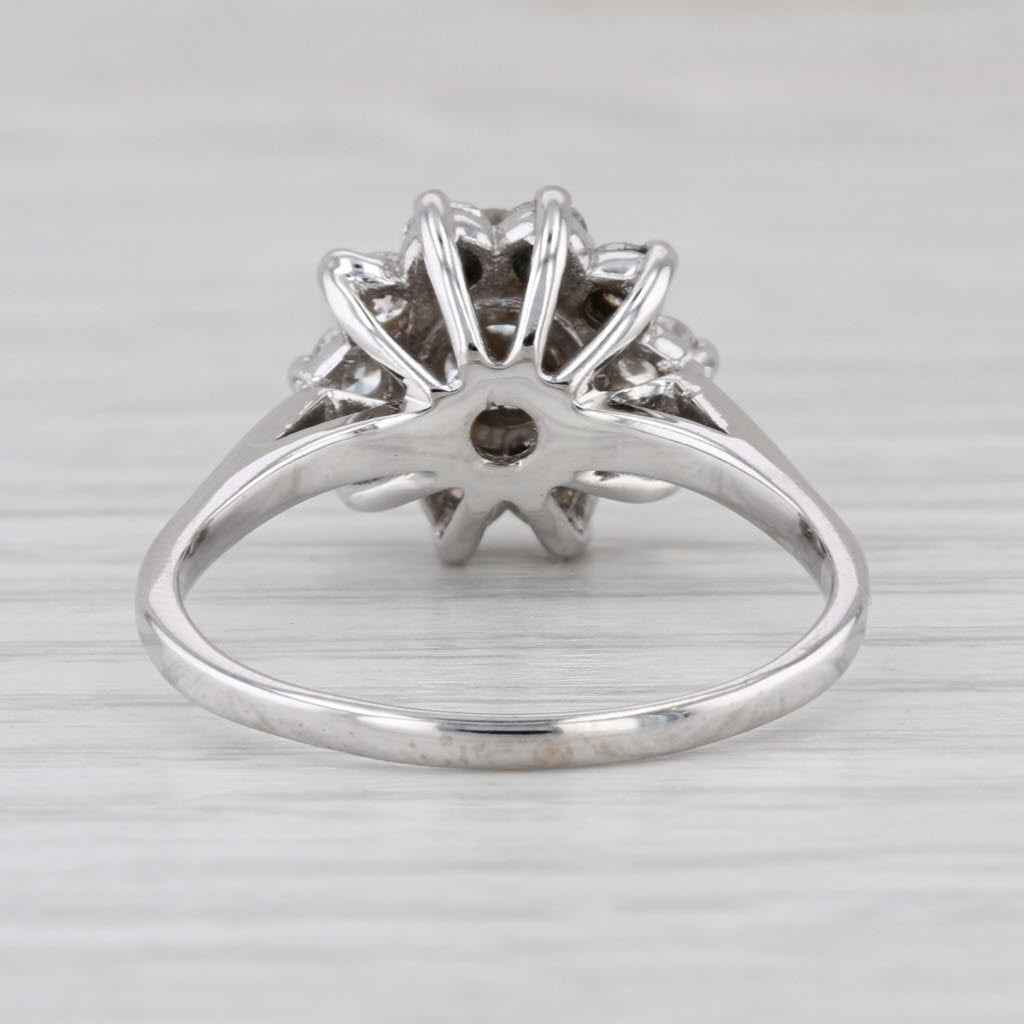 1.26ctw Diamond Flower Cluster Ring 14k White Gold Size 10.25