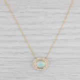 Light Gray Vintage Opal Halo Pendant Necklace 14k Yellow Gold 18.25" Cable Chain